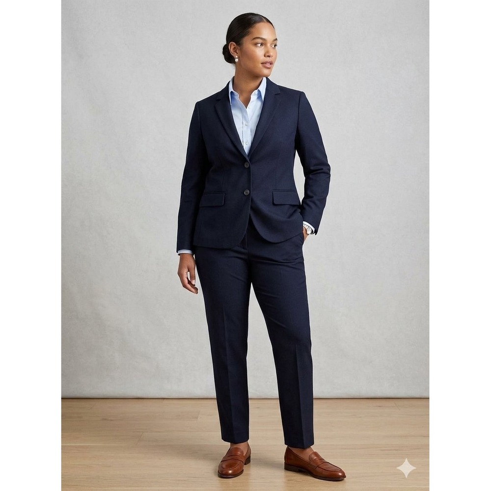 J.Crew Womens Navy Blue 100% Cotton Two Button Blazer Jacket Size 8 RN 77388